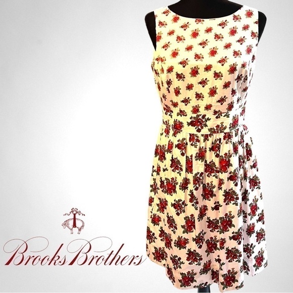 COPY BROOKS BROTHERS Stunning Red Floral Print Dress Size 6 - Picture 1 of 8